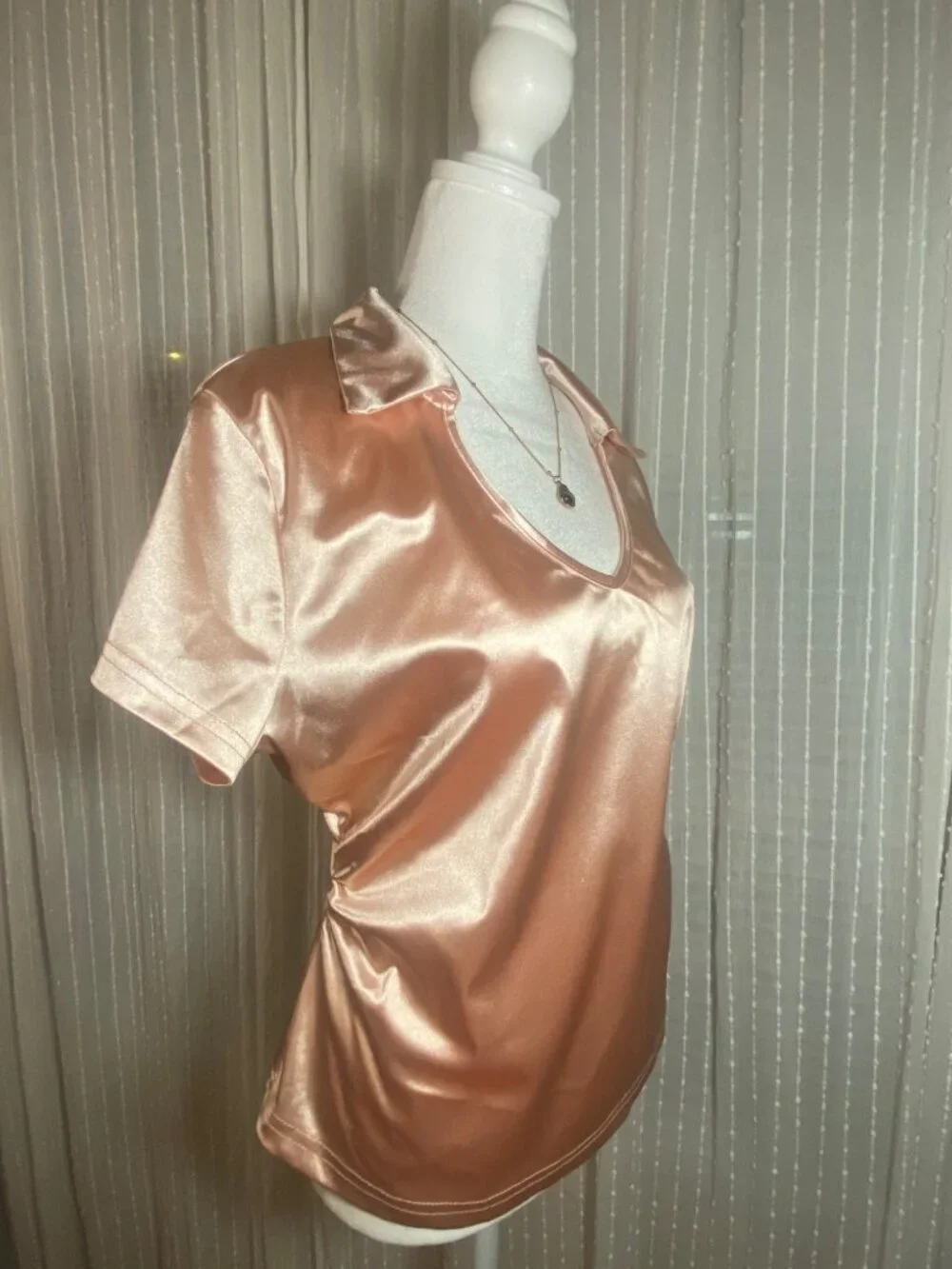 NWOT SHEIN Rose Gold Satin Blouse XL
